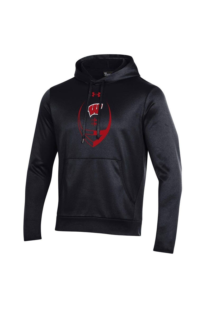 Men's Under Armour Black Wisconsin Badgers Football Icon Pullover Hoodie, Alternate, color, Black