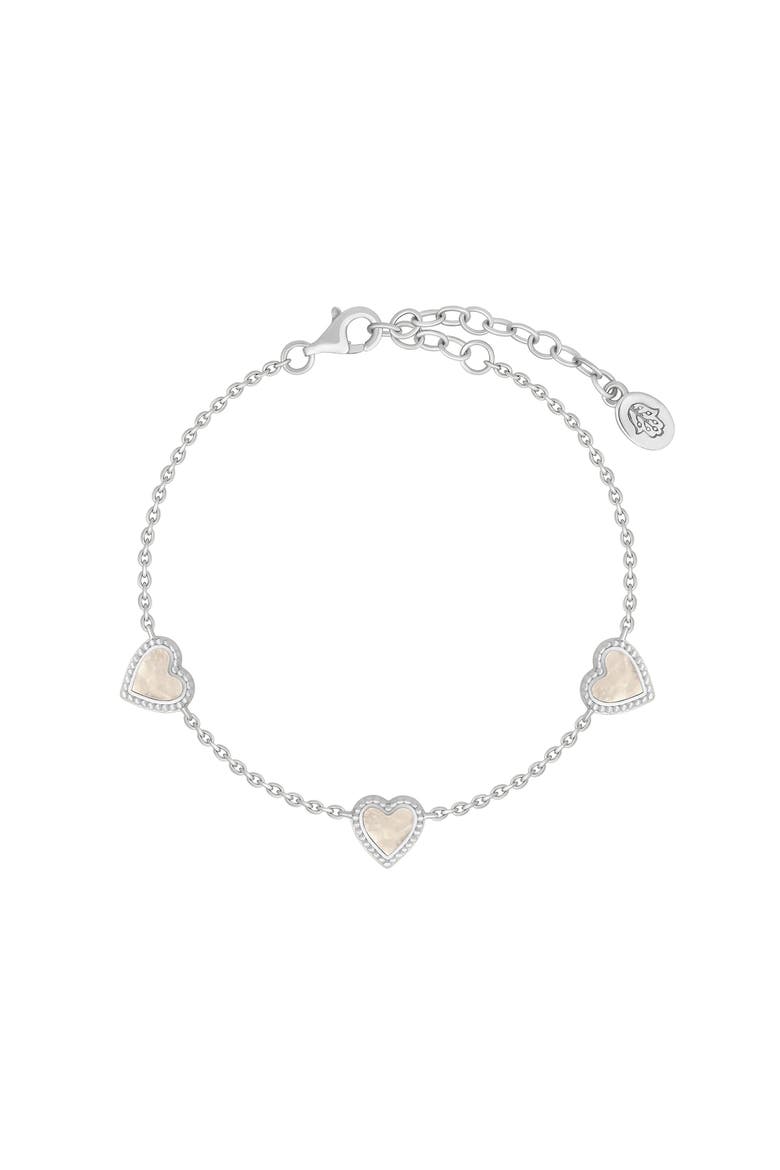 Mother of Pearl Heart Charm Women's Bracelet in Sterling Silver - Joyful Connections, Main, color, Silver/white