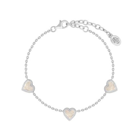 Mother of Pearl Heart Charm Bracelet in Sterling Silver Joyful Connections