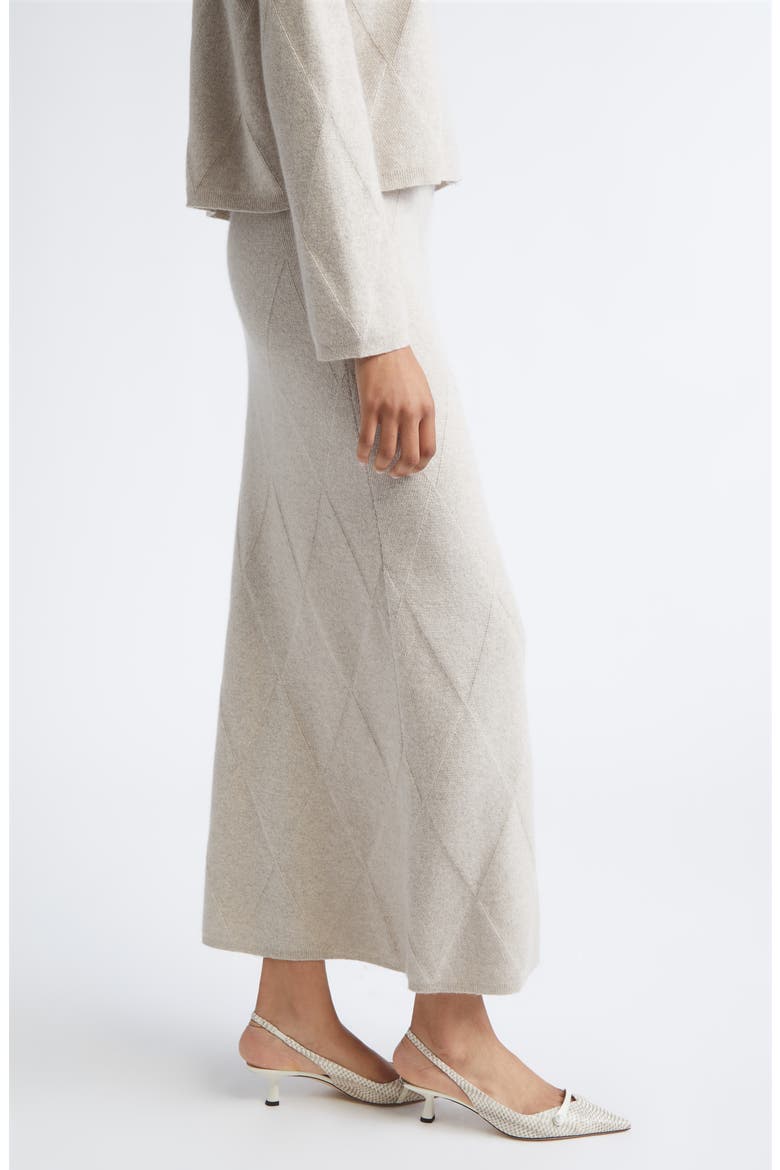 Diamond Stitch Cashmere Midi Sweater Skirt, Alternate, color, BEIGE