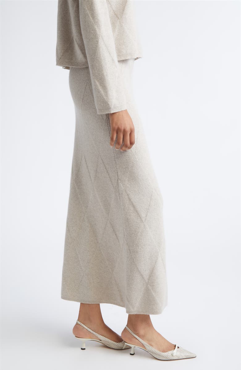 Max Mara Diamond Stitch Cashmere Midi Sweater Skirt, Alternate, color, Beige