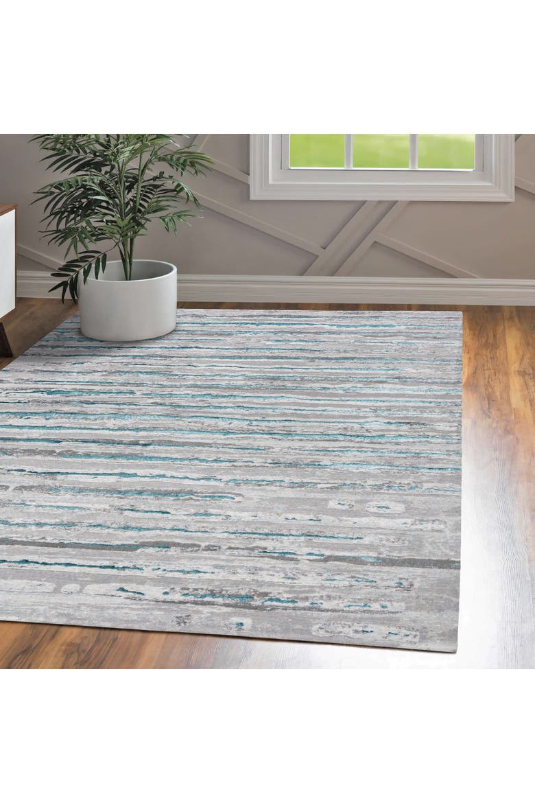 Batten Modern Stripe Area Rug, Alternate, color, Gray/Turquoise