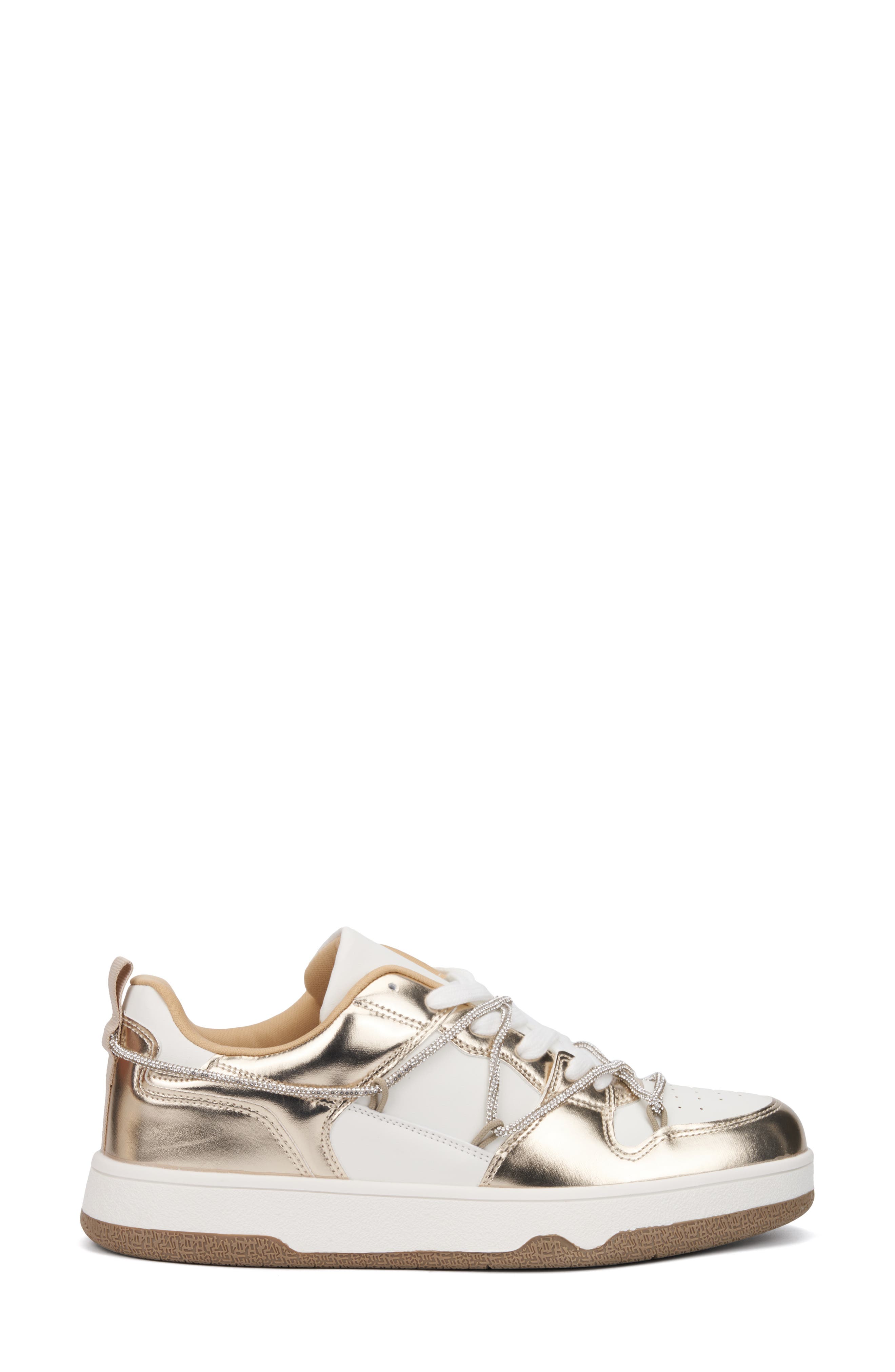 NEW YORK AND COMPANY Fable Metallic Sneaker, Alternate, color, Gold