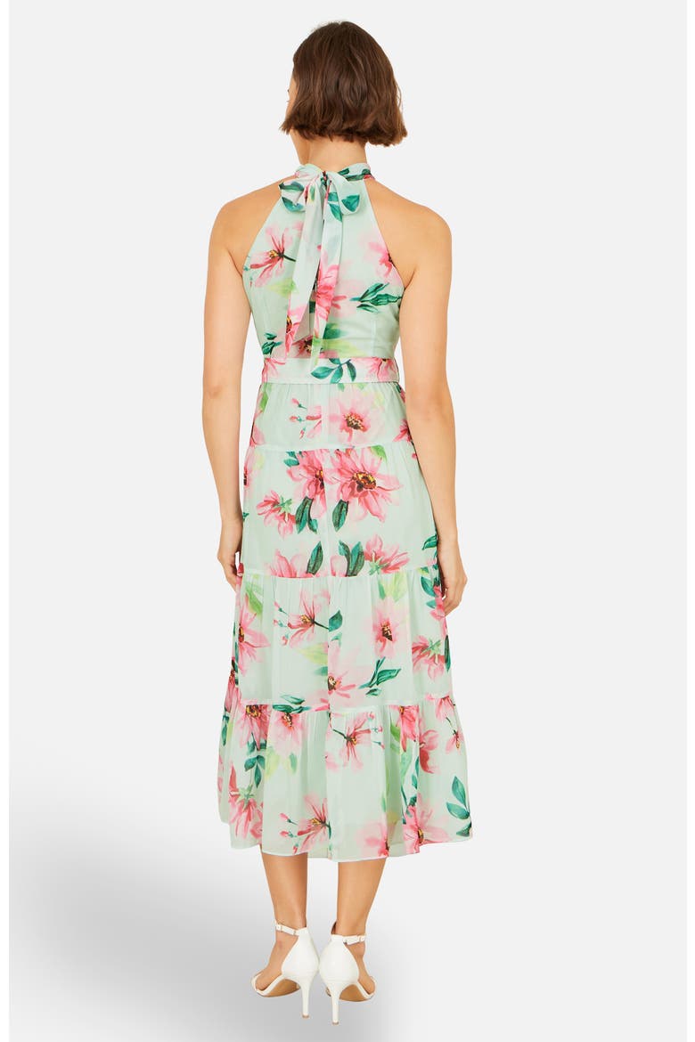 Floral Halter Neck Midi Dress, Alternate, color, Mint Green