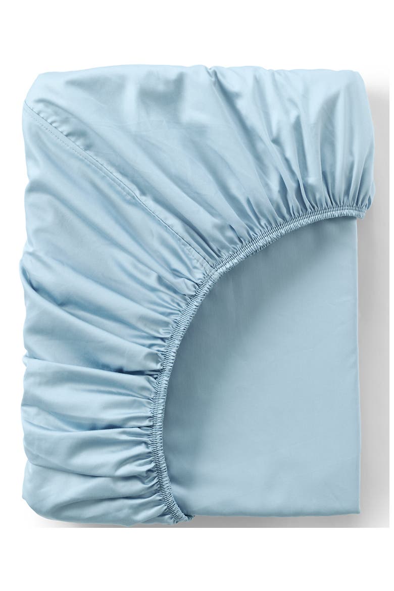 417 Thread Count Premium Supima Cotton No Iron Sateen Fitted Bed Sheet, Main, color, Dusty Blue
