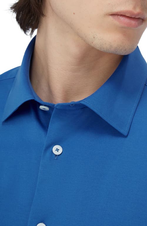 Bugatchi Miles Ooohcotton® Solid Short Sleeve Button-up Shirt In Classic Blue