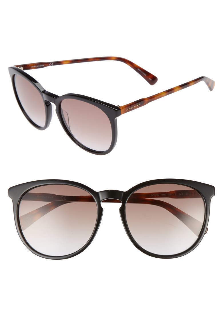 56mm Round Sunglasses, Main, color, BLACK/ HAVANA