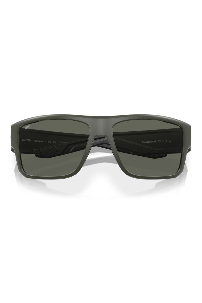 Taxman 59mm Polarized Rectangular Sunglasses, Alternate, color, MATTE OLIVE / GRAY 580G