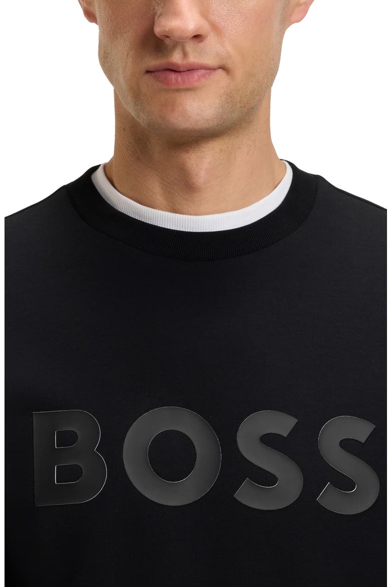 Salbo Tonal Logo Crewneck Sweatshirt, Alternate, color, BLACK