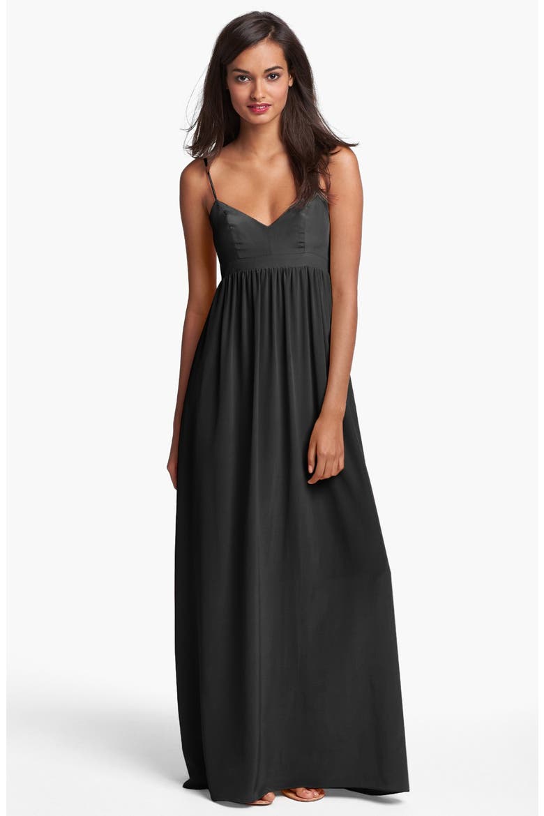Silk Maxi Dress, Main, color, BLACK
