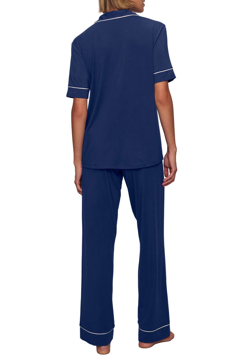 Gisele Short Sleeve Pant Pajamas, Alternate, color, NAVY/ IVORY