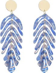 EYE CANDY LOS ANGELES Linda Blue Acrylic Leaf Drop Earrings