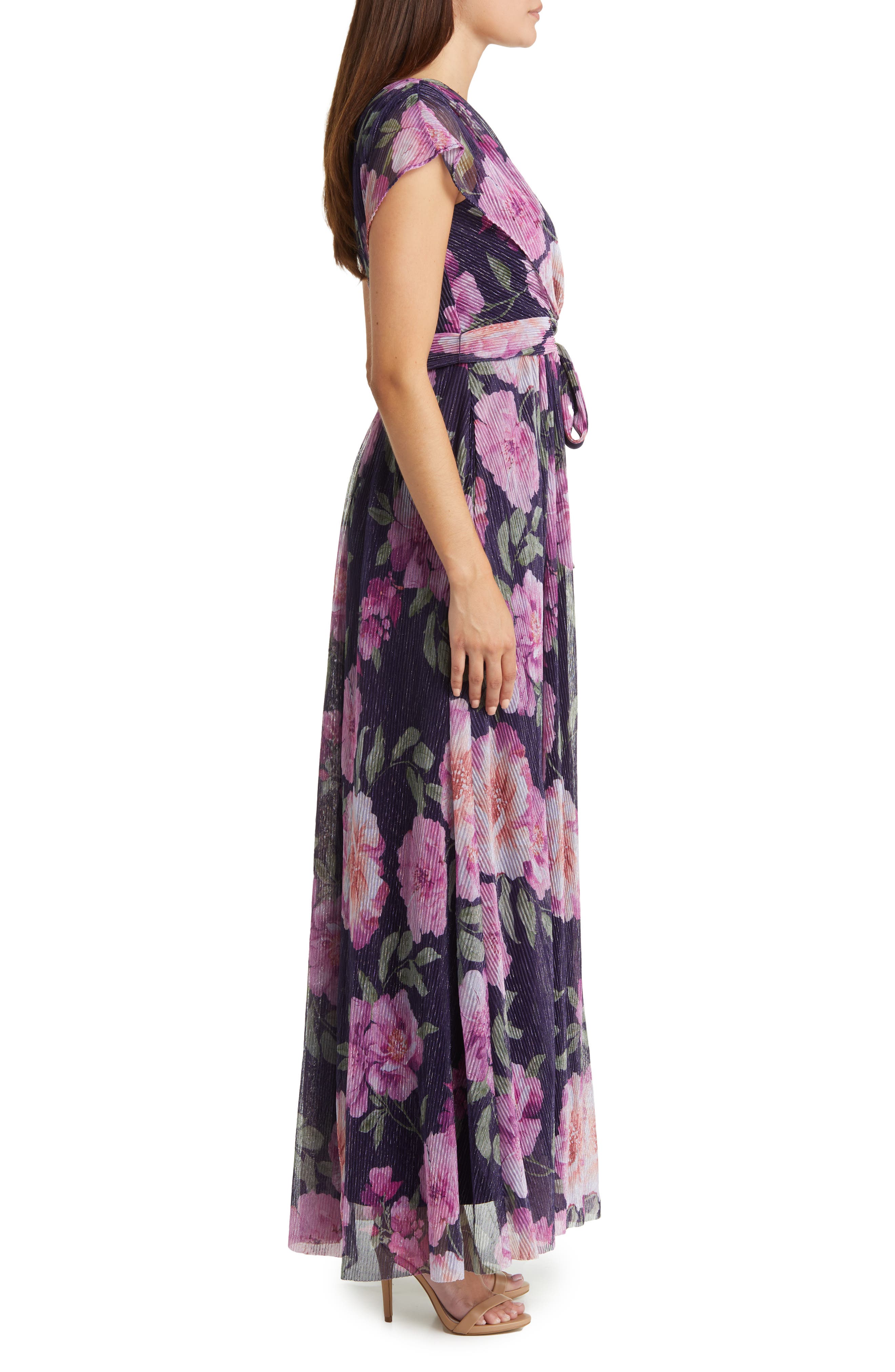 Eliza J Floral Print Tie Waist Maxi Dress (Women) | Nordstromrack