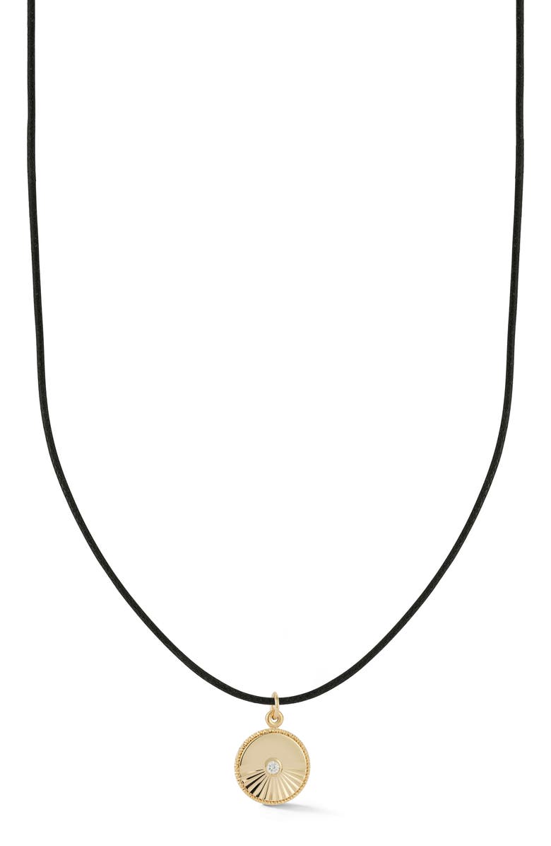 Ember Fine Jewelry 14k Gold Diamond Medallion Cord Necklace, Main, color, Gold