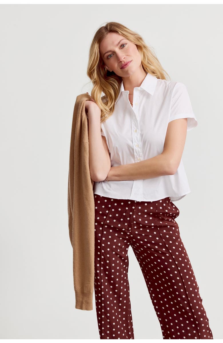 The Shirt by Rochelle Behrens The Boxy Cropped Short Sleeve Shirt, Alternate, color, White