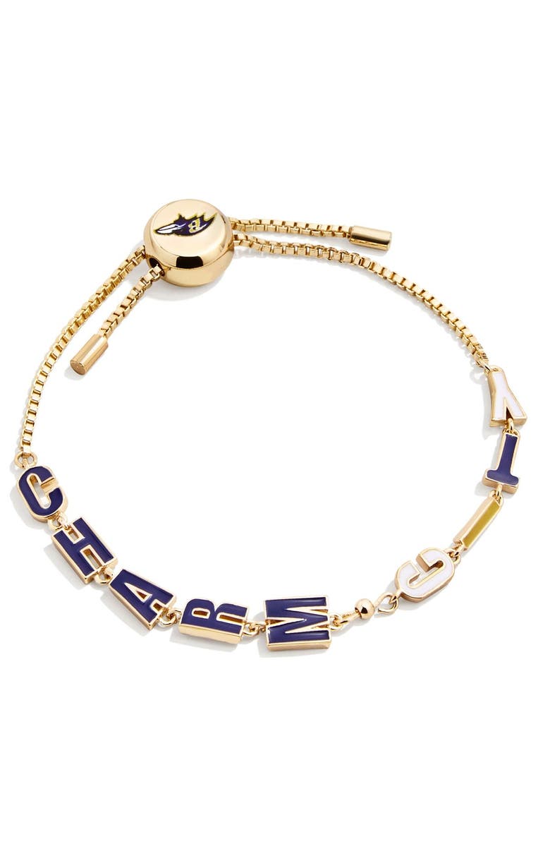 BaubleBar Women's BaubleBar Baltimore Ravens Slogan Pull-Tie Bracelet, Main, color,