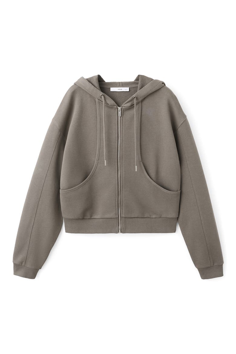 Seamed Terry Zip Hoodie, Alternate, color, GREY