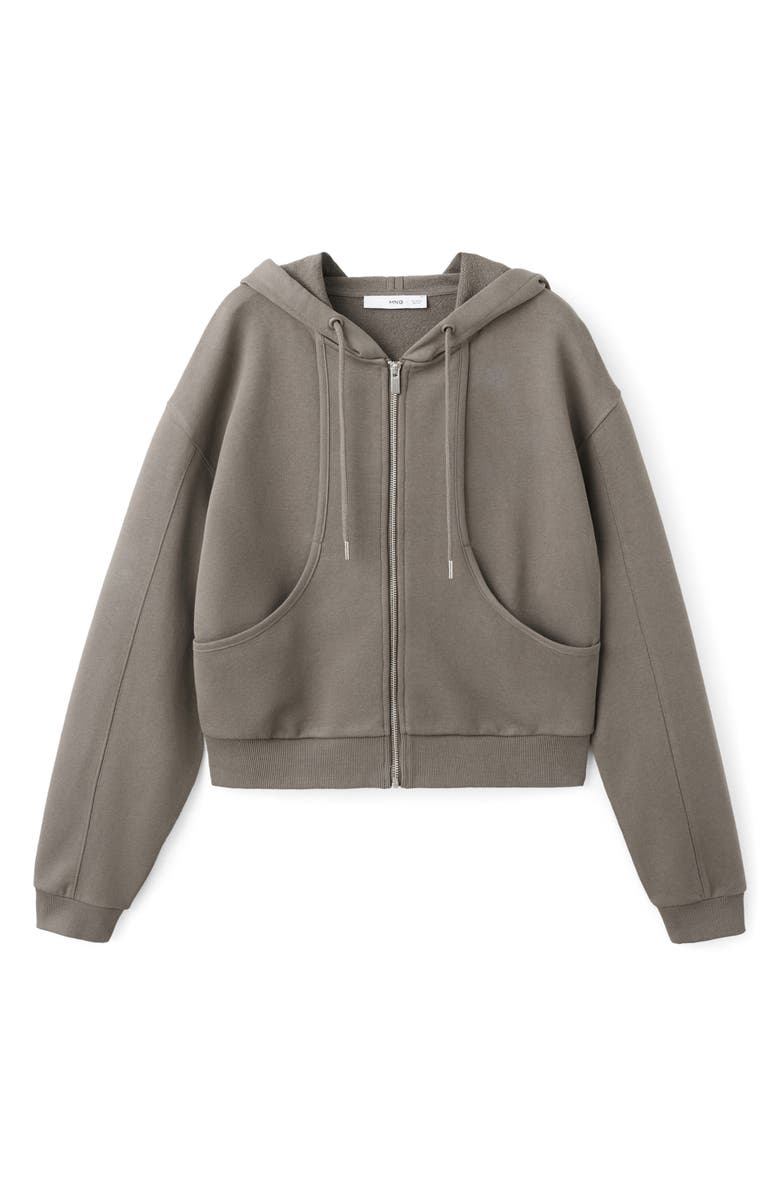 MANGO Seamed Terry Zip Hoodie, Alternate, color, 