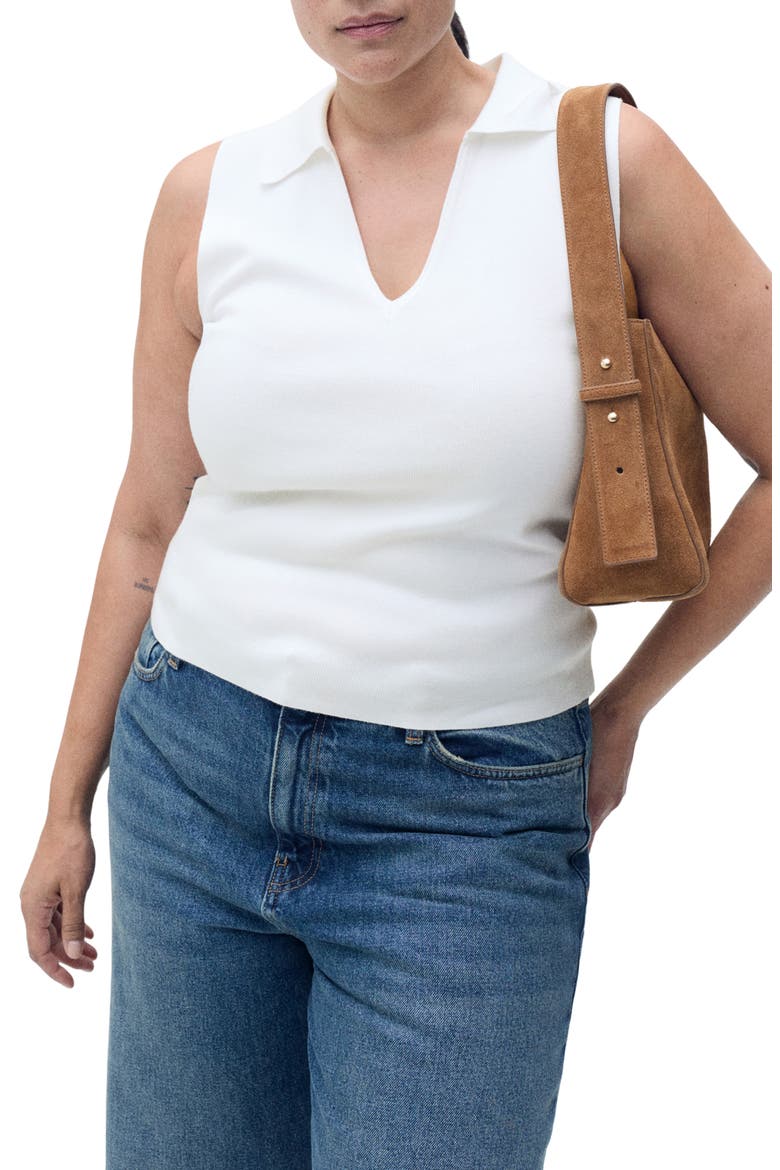 Sleeveless Knit Polo, Alternate, color, ECRU