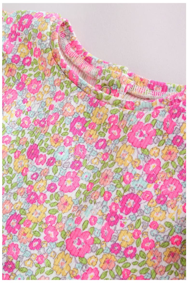 Kids' Fleuro Ditsy Ruffle Stretch Cotton Top & Leggings Set, Alternate, color, PINK