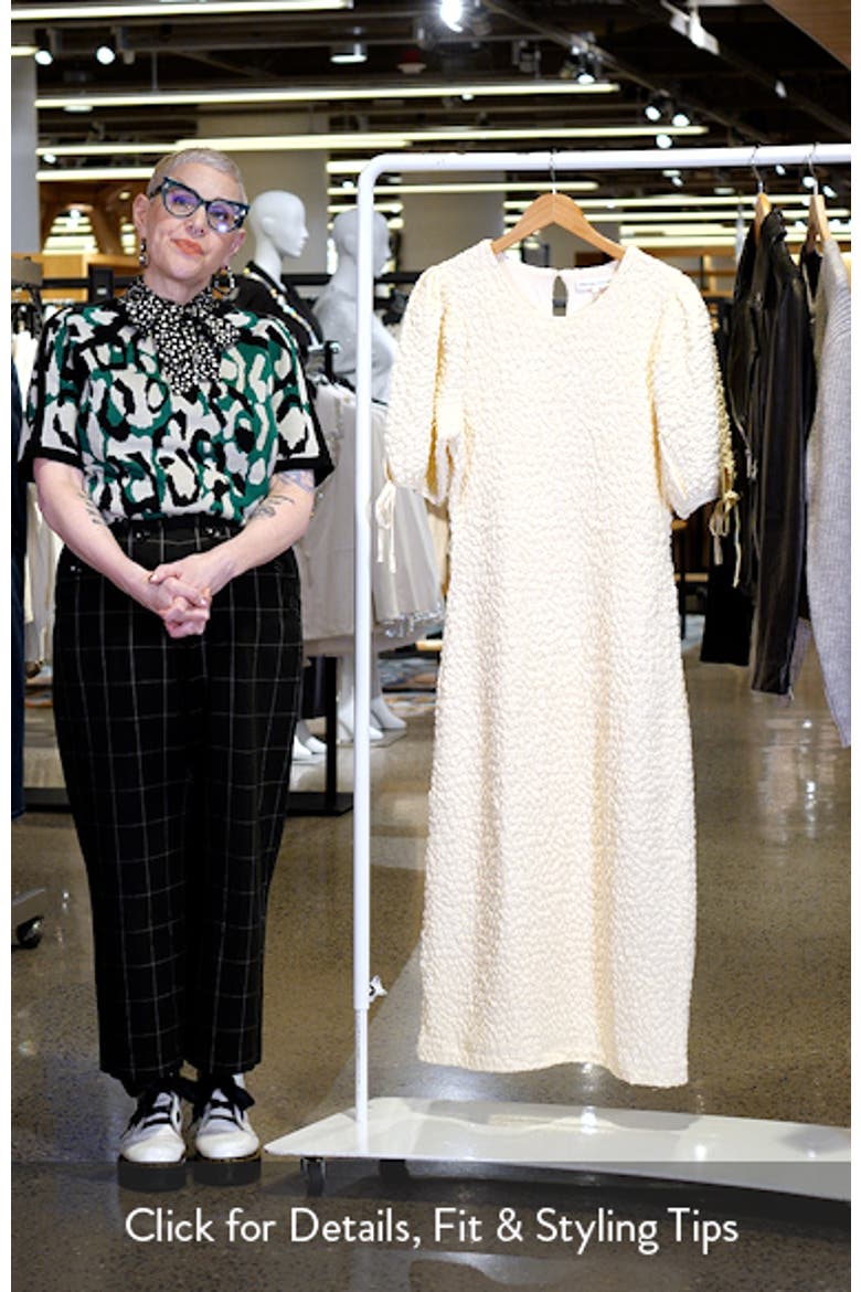 Textured Puff Sleeve Midi Dress video