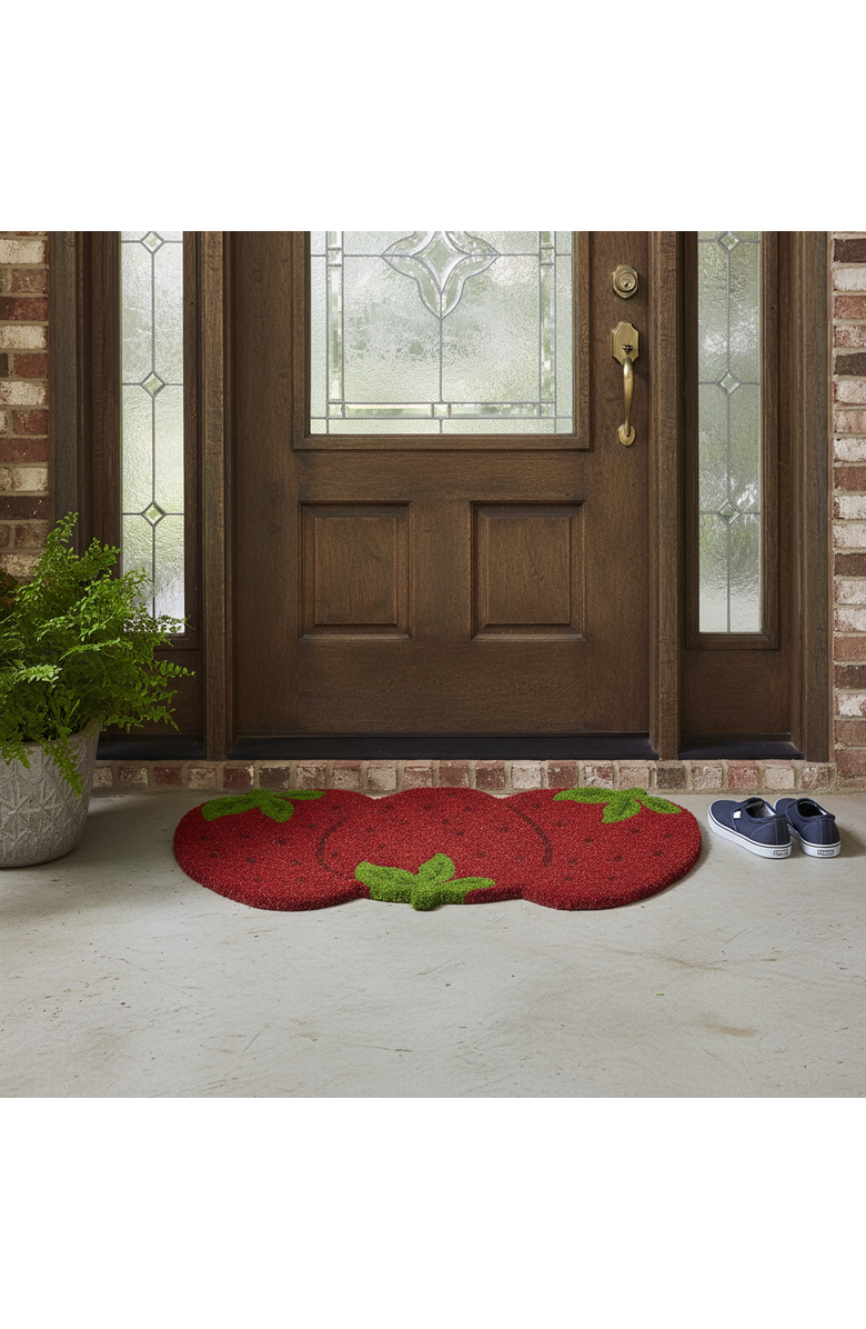 tag Strawberry Non-Slip Coir Mat Multi Coir Summer, Alternate, color, Red