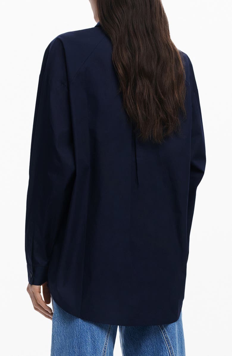 Desigual Floral Embroidered Oversize Cotton Graphic Button-Up Shirt, Alternate, color, 