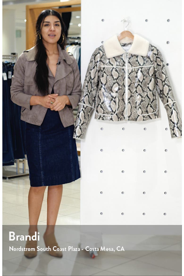 Maj Teddy Faux Fur & Snake Print Bonded Jacket video