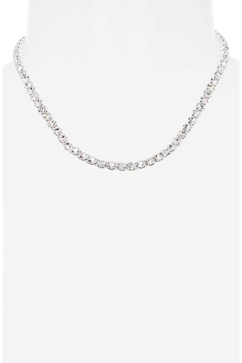 Round Crystal Tennis Necklace, Alternate, color, SILVER
