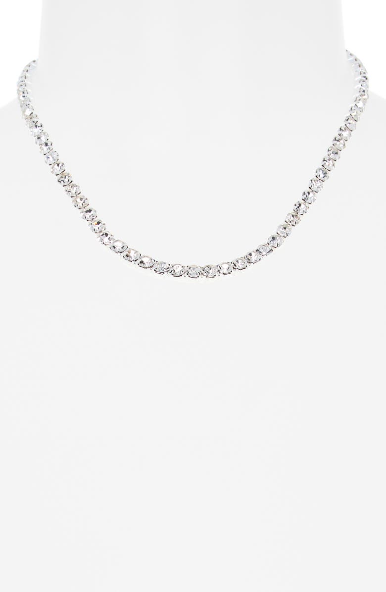 Tasha Round Crystal Tennis Necklace, Alternate, color, Silver