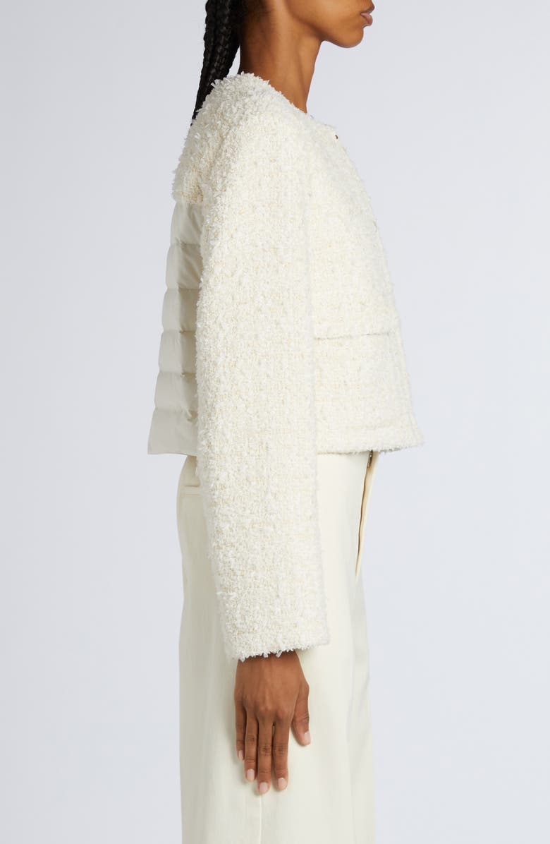 Moncler Dauphin Mixed Media Crop Jacket, Alternate, color, Panna