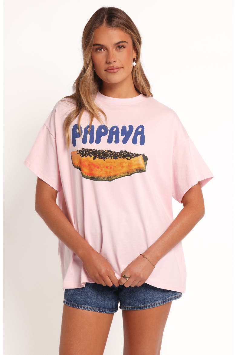 Papaya Oversize Cotton Graphic T-Shirt, Alternate, color, PALE PINK