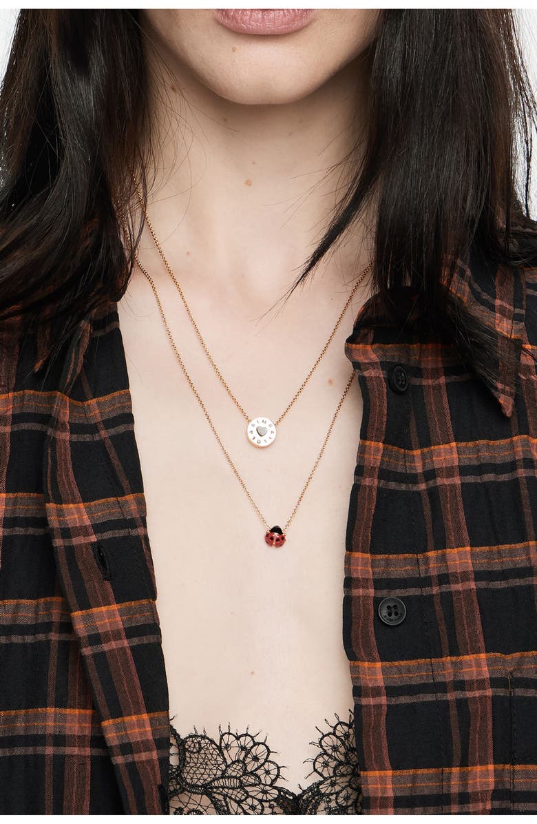 Bimba y Lola Ladybug Logo Double-Layer Necklace, Alternate, color, Red