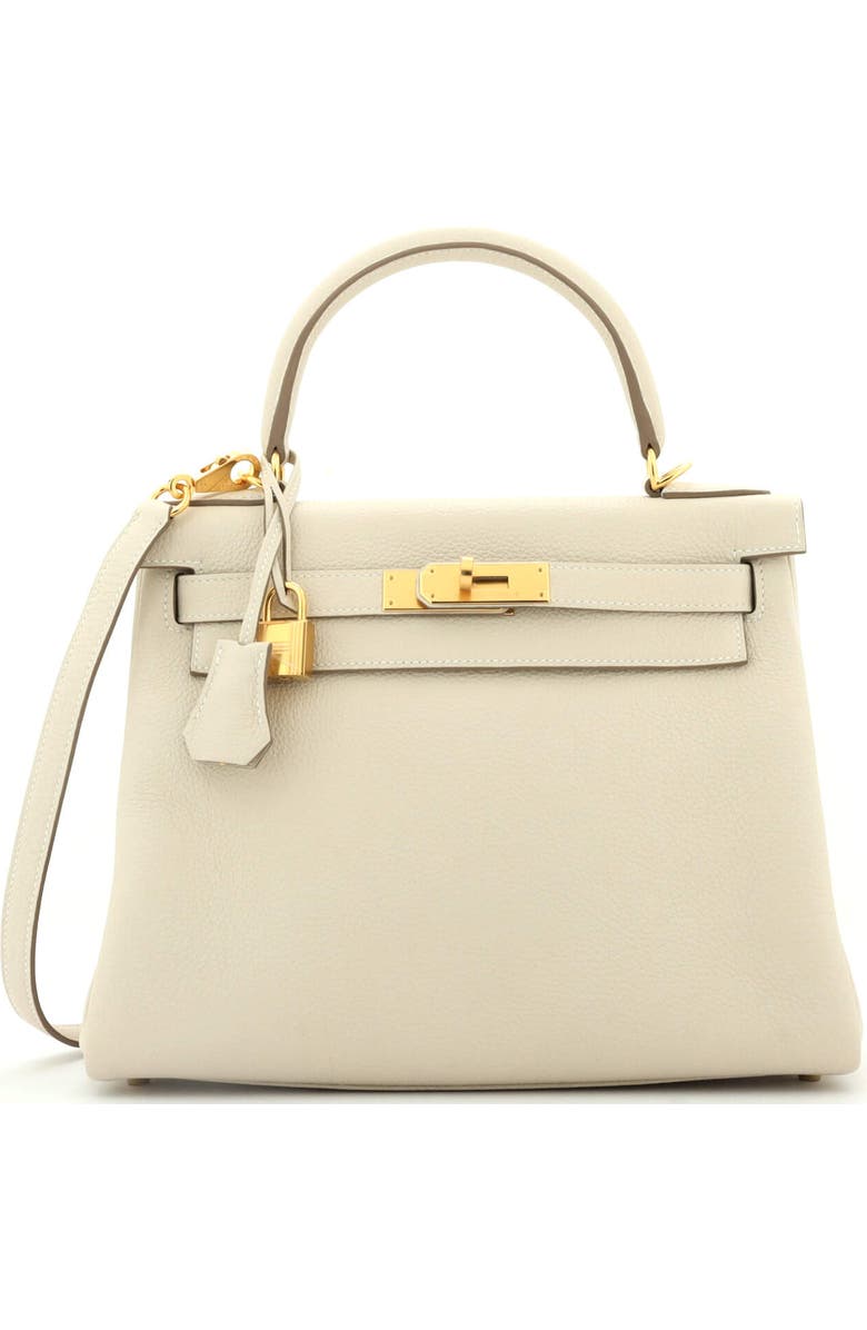 Pre-Owned Hermes Kelly Handbag Light Togo with Gold Hardware 28, Main, color, Craie