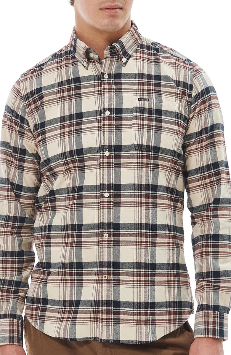 Barbour Shieldton Plaid Flannel Button-Down Shirt, Main, color, 
