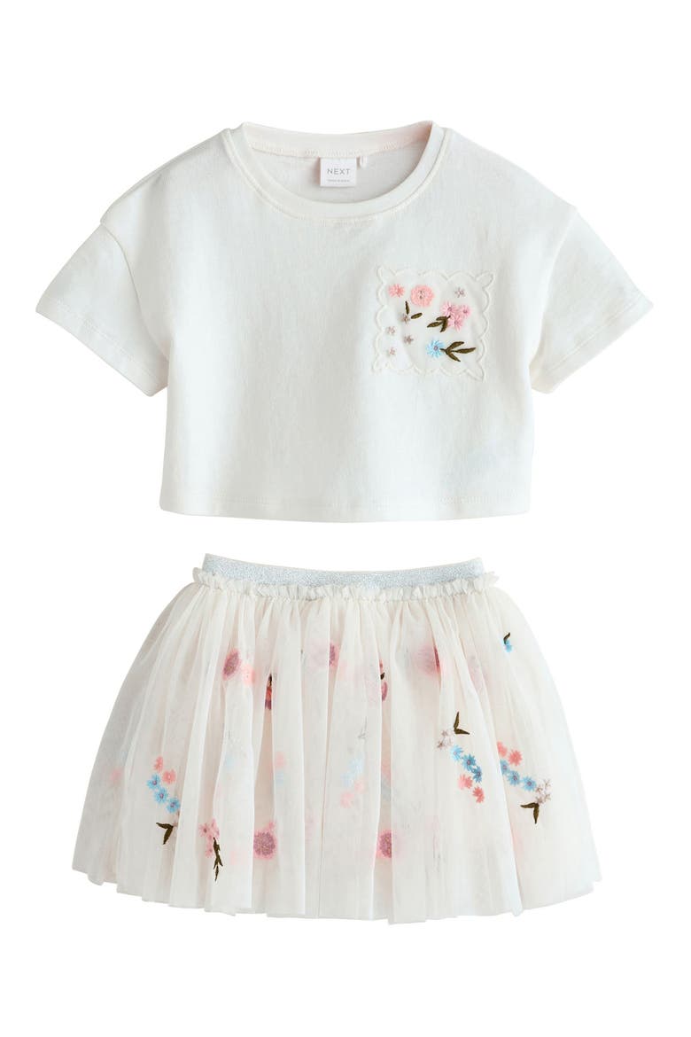 Kids' Graphic T-Shirt & Tulle Skirt Set, Main, color, WHITE