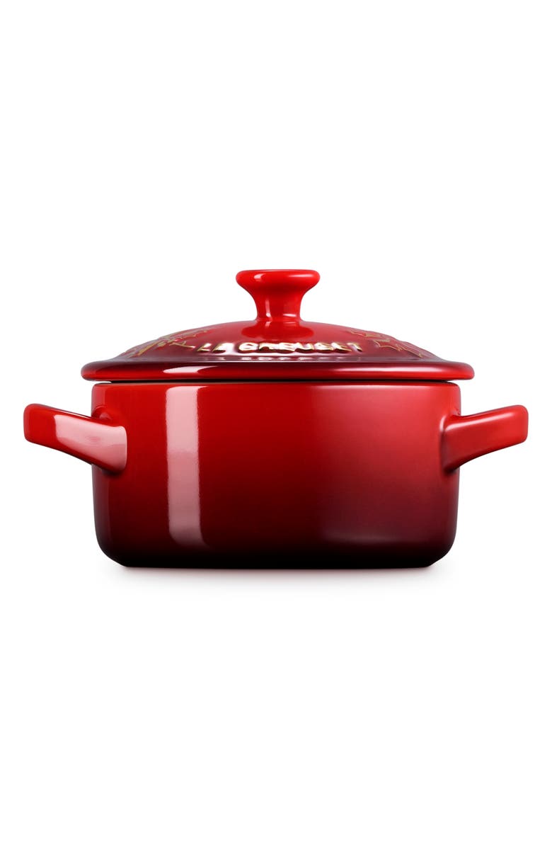 Le Creuset Holly Collection Mini Round Cocotte, Alternate, color, Cerise