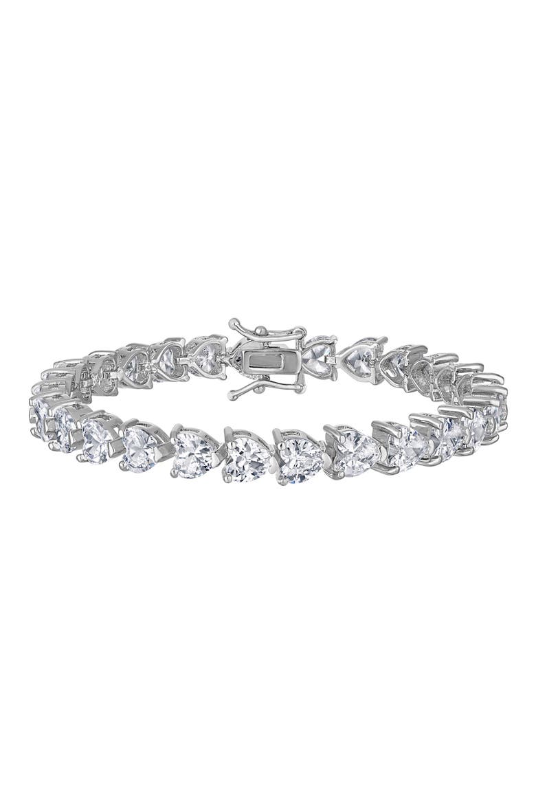 Heart Cubic Zirconia Tennis Bracelet, Main, color, WHITE