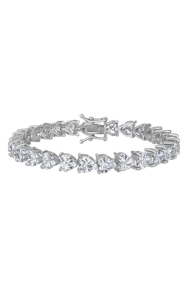 FZN Heart Cubic Zirconia Tennis Bracelet, Main, color, White