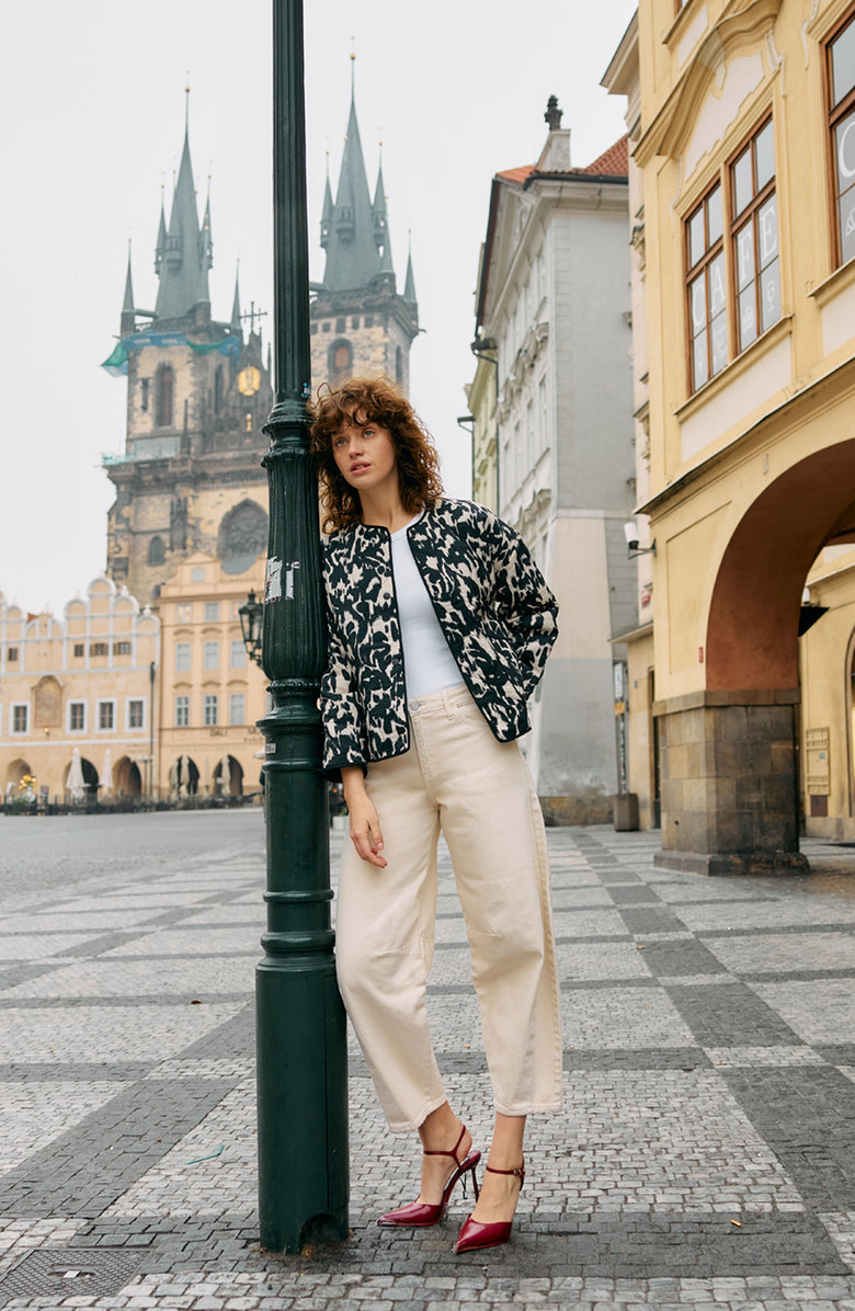 KanCan Addison High Rise Horseshoe Cropped Jeans, Alternate, color, Ivory