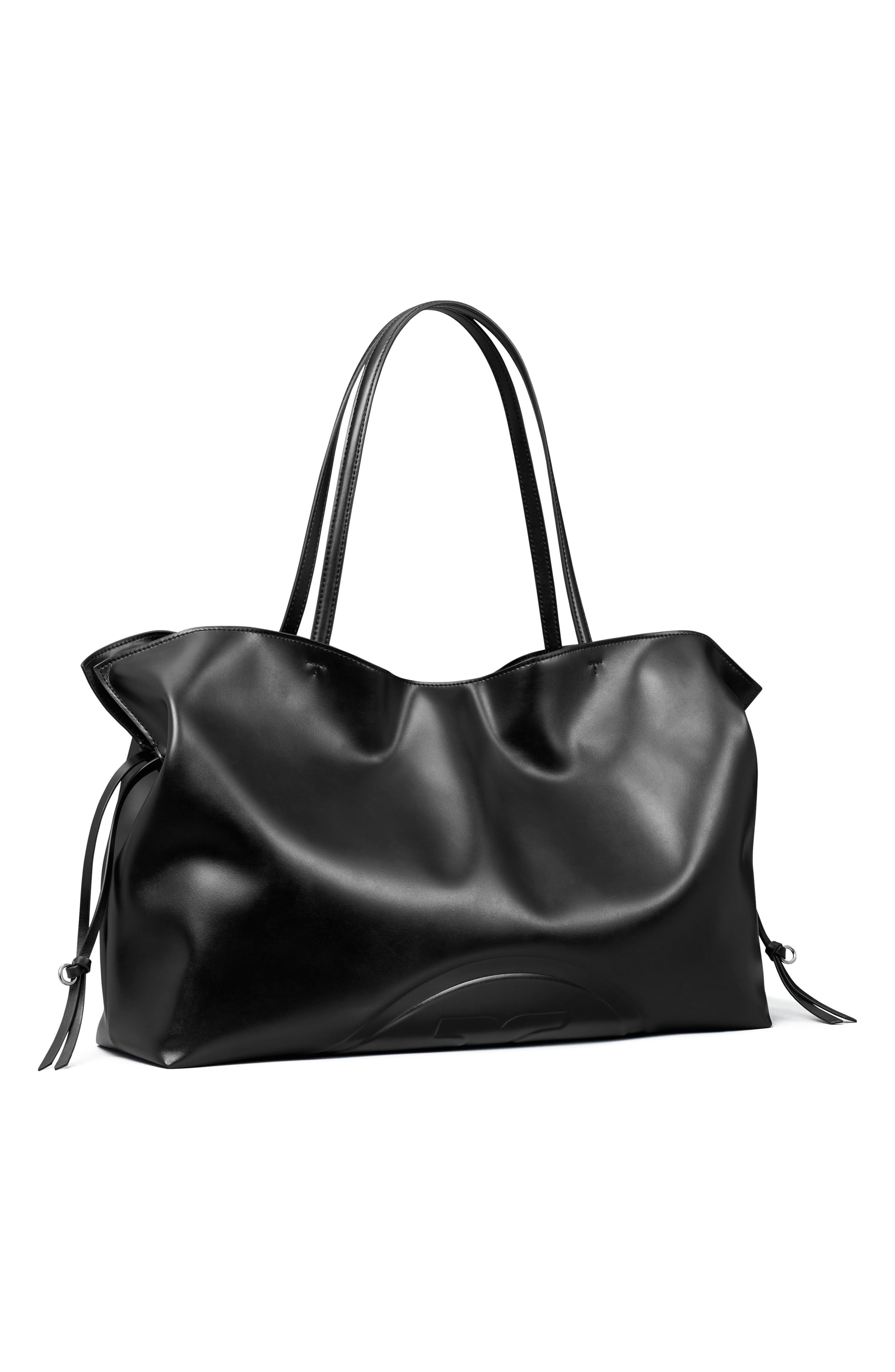 Tory Burch Small Ella Drawstring Tote Bag, Alternate, color, Black