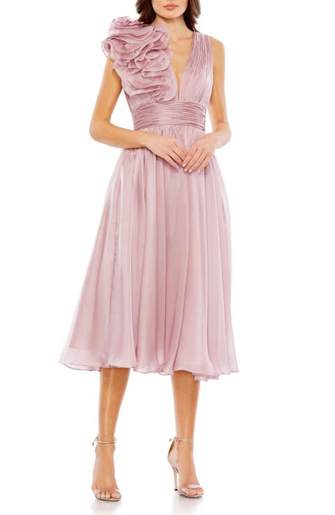 Sleeveless Chiffon A-Line Tea Length Cocktail Dress