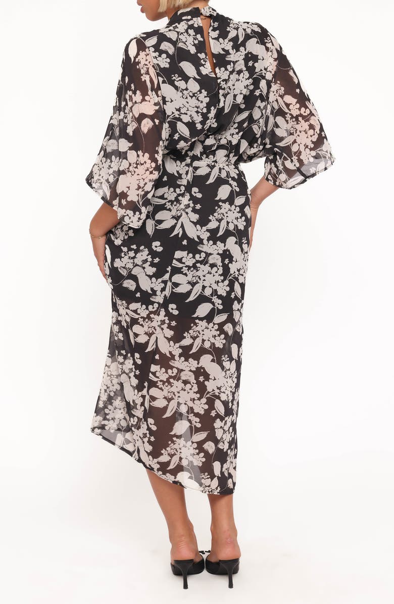 Petal & Pup Audrina Floral Chiffon Midi Dress, Alternate, color, Black Floral