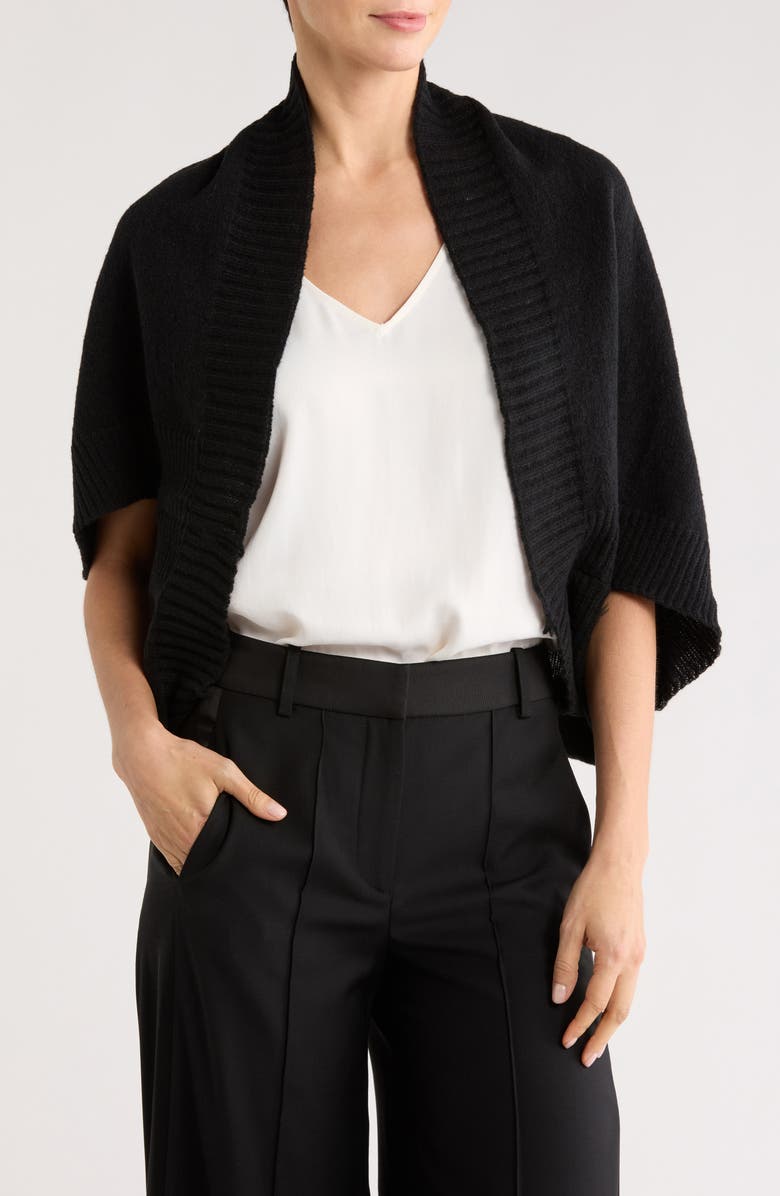 Melrose and Market Rib Knit Cocoon Shrug, Main, color, Black