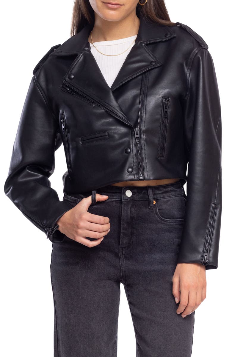 BLANKNYC Faux Leather Crop Moto Jacket, Alternate, color, 