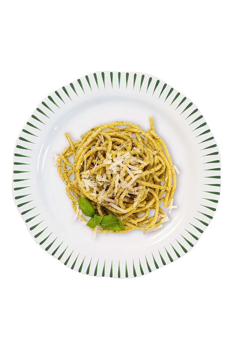 Sitio Stripe Dinner Plate, Alternate, color, BASIL