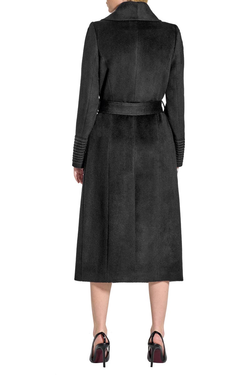 SENTALER Wide Collar Belted Alpaca & Wool Wrap Coat, Alternate, color, Black