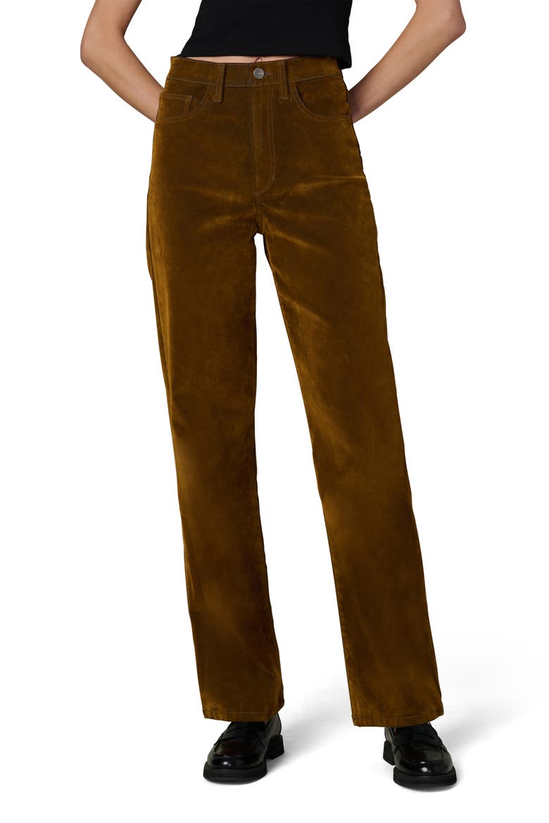 The Margot Flocked High Waist Straight Leg Jeans, Main, color, BRONZE BROWN