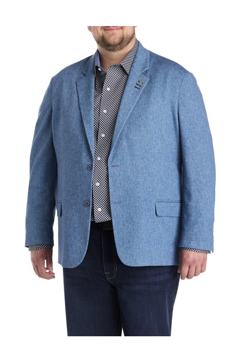 Synrgy by DXL Big & Tall Chevron Knit Jacket-Relaxer Sport Coat, Main, color, Blue