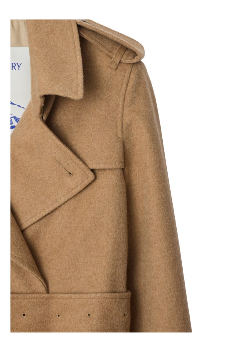 Burberry Long Cashmere Kensington Trench Coat, Alternate, color, Camel Beige